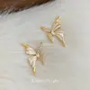 Pendientes de Mariposa Líquida con Circonita Microincrustada, Diseño Único, Circonita Microincrustada, Lujo Ligero, Sensación de Alta Gama, Pendientes de Elegancia Francesa