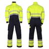 Exportación transfronteriza de mono de trabajo ignífugo estilo europeo, color amarillo fluorescente a juego, cinta reflectante, producción personalizada de primavera y otoño
