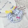 Scrunchie Grande Listrado Azul Fofo com Nó Estilo Menina Doce Japonesa Prendedor de Cabelo Atacado