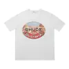 High Street Europeo y Americano Marca de Moda RHUDE Atardecer Cara Redonda de Corazón Impresión de Letras Nuevas Oversize Holgada Camiseta de Manga Corta