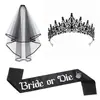 Corona de Novia Fantasma de Halloween Set de Velos con Correa para el Hombro bride or die Decoración para Fiesta de Boda Negra