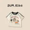Verano 26 Nuevo Estilo Camisetas de Manga Corta con Estampado de Dibujos Animados para Niños Versátiles Estilo Coreano Modernas Casuales Holgadas para Niños Pequeños y Niños Pequeños