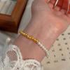 Pulseira de Pérolas Irregulares Francesas Pulseira para Mulheres Nicho Luxo Leve Exquisita Moda Ouro Meia Pulseira Acessórios de Pulseira