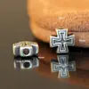 Contas Espaçadoras de Cruz de Prata Pura Yabin S999 Contas de Cruz 3D Retrô Tendência Fosca Acessórios para Pulseira DIY