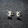 Nuevos personajes de dibujos animados transfronterizos aretes de gato lindos de acero inoxidable aretes de animales pequeños simples de moda en stock al por mayor