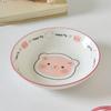 Prato de cerâmica fofo de porco de desenho animado, conjunto para casa, alto valor de cor, tigela de arroz com prato, novo cabo, tigela para macarrão instantâneo, louça
