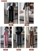 Pantalones casuales de pana para mujer con abertura, adecuados para figuras petite y tallas grandes, de cintura alta, con caída fluida, de pierna recta y de pierna ancha, perfectos para otoño