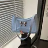 Bolsa de Axila Simples e Estilosa, Linda Bolsa de Ombro com Laço de Cor Sólida, Pequena Bolsa Quadrada da Moda com Textura Francesa