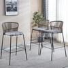Silla de bar moderna e informal, combinación de mesa y silla de ratán para interior y exterior, respaldo para el hogar, taburete alto, venta al por mayor