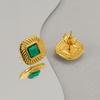Europa y Estados Unidos explosiones transfronterizas personalidad cuadrado circonita verde aretes acero inoxidable temperamento Joker aretes de moda aretes