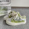 Tenis Súper Populares de Suela Gruesa para Mujer, Nuevos Zapatos Blancos Primavera 2026, Zapatos Chic Versátiles con Diseño Color-Blocking, Tenis Chunky