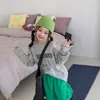 Camiseta infantil de manga longa para outono, estilo coreano, design casual, camiseta básica para meninos e meninas, moletom com estampa de letras para primavera e outono
