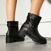 Botas de Pierna Ancha Vintage 2026 Botas Vaqueras Occidentales Negras 34-45 Tacón Grueso Hebilla Botas Cortas de Caballero para Mujer