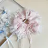 Estilo Coreano Dulce Nuevo Borde de Encaje Lazo de Cinta Rosa Floral Tela Floral Lazo para el Pelo de Intestino Grueso Adorno para Cola de Caballo Alta de Mujer