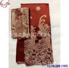 Tecido de bordado jacquard de cetim africano 5 jardas cetim goeger renda e 2 jardas renda de tule conjunto