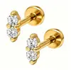 Brincos de Zircônia em Liga de Titânio Zeming F136 Rosca Interna Joias para Piercing no Lábio Liga de Titânio Grau Médico G23