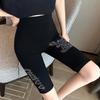 Shorts de perfuração quente feminino verão fino tamanho grande calças exteriores urso diamante preto desenho animado leggings brilhantes