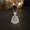 Corrente de clavícula em aço titânio estilo nacional retrô pingente de cadeado da paz de jade temperamento versátil acessórios de estilo chinês de alta qualidade