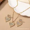 Joyería de Comercio Exterior de Qingdao Traje de Regalo para el Día de San Valentín Pendientes de Amor Collar Completo de Diamante Exquisito Moda Joker Alto Sentido
