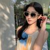 2024 Nuevos Gafas de Sol Europeas y Americanas Ins Cara Pequeña Sexy Foto Gafas de Sol Marco Redondo Retro Pequeño Disco Gafas de Sol Simples para Mujeres-