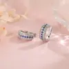 Pinzas para Orejas Azules Anchas con Diamantes Completos, Tendencia en Tiktok, Frescas y Elegantes Brazaletes para Oreja de Circonita Azul Klein Sin Perforación