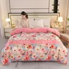 2026 Novo Conjunto de Quatro Peças em Lã de Leite de Peso Elevado Flanela Espessa Fleece Coral Fleece Sable Dourado Estilo Saia de Cama com Estampa Fleece
