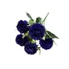Flores artificiales: Crisantemo de bola de 5 cabezas, pequeño ramo de flores artificiales, crisantemo para decoración del hogar, accesorios de diente de león, adornos para decoración de bodas, flores artificiales compactas