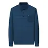 Camiseta de manga larga de primavera para hombre con cuello, ropa para hombres de mediana edad y mayores, top con bolsillo real, polo a rayas