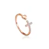 Anillo Cruzado Transfronterizo Europeo y Americano Anillo Abierto con Diseño de Nicho Femenino Anillo de Corazón de Plata de Ley 925 Venta al por Mayor