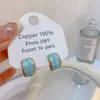 Banho de Ouro Real, Coleção Série Azul Moda Coreana e Japonesa, Brincos de Esmalte com Efeito Gotejante para Mulheres, Novos Brincos e Acessórios de Luxo Leve Nicho