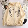 Sudadera con capucha negra con cremallera para mujer, estilo callejero hip hop gótico Harajuku Y2K con mariposa de calavera