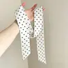 Bufanda de seda de lunares marrones para mujer, bufanda fina para el cuello con un toque de alta gama, bufanda larga de seda tipo cinta, accesorio vintage francés