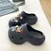 Sandalias Zuecos Retro Ámbar de Moda para Mujer, Verano EVA de Suela Gruesa que Aumentan la Altura para Exteriores, Viajes Diarios, Zapatillas Versátiles de Punta Cerrada