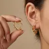 Pendientes Geométricos Irregulares Triangulares, en Forma de Corazón y en Forma de U de Acero Inoxidable 304, Elegantes y Sencillos, Accesorios para Orejas de Lujo Ligero, Pendientes de Clip