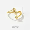 Andy Wen Design Irregular Zircônia Micro-Incustada Design de Estrela de Oito Pontas Anel Aberto Ajustável Estilo Coreano Versão Coreana em