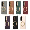 Funda magnética con soporte giratorio adecuada para Samsung ZFold8, elegante funda de cuero para teléfono con correa de muñeca anti-caída de mano para ZFold7