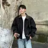 Chaqueta de solapa de patchwork de cuero deconstruido estilo americano para hombre y mujer, nuevo estilo de granero de otoño, fresca y holgada, con un toque de alta gama