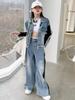 Conjunto Jeans Outono para Meninas 2026 Novo Estiloso Tendência Moda de Rua Conjunto de Duas Peças Descolado para Crianças Maiores Primavera e Outono