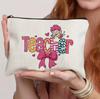Bolsa cosmética con estampado en inglés para el Día del Maestro Transfronterizo, para guardar a mano, perezosa, portátil, bolsa de viaje, neceser