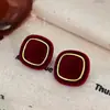 Pendientes de Terciopelo de la Plaza Roja de Año Nuevo Broches de Plata de Ley Diseño de Nicho Pendientes de Alta Gama Pendientes Populares Nuevos 2025