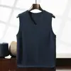 25 Novo Colete de Caxemira Decote V Outono e Inverno Cor Pura Solto Sem Mangas Suéter Moda Masculina Colete Casual Colete