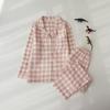 Pijama Novo de Algodão Infantil à Pronta Entrega Tamanho Pequeno Estilo Coreano Três Cores Xadrez Fino Soltinho Loungewear