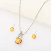 Novo Conjunto de Joias Moda Transfronteiriça Simples Brincos e Colar de Noiva Incrustados com Diamantes Colar de Pérolas em Espiral Atacado