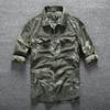 Primavera y verano Europa y Estados Unidos camisa casual de manga larga algodón chaqueta de camuflaje camisa de trabajo lavado multibolsillos una generación de cabello