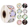 Etiqueta adhesiva para llevar, horneado, sellado, inglés, regalo, fresco, embalaje, decoración, adhesivo, Gracias, pegatina de flor