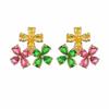Cor flor AAA gema incrustada Ruili brincos S925 esterlina brincos de prata requintado artesanato fábrica brincos diretos