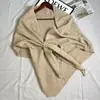 Chal de Punto Cruz Mezcla de Lana Color Sólido para Primavera y Otoño, Envoltorio Cálido de Cuello y Hombro Versátil y Moderno