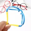 Gafas de Silicona Suave para Niños de 1 a 7 Años para Hombres y Mujeres Guardería Bebé Montura Redonda Lente para Tomar Fotos Espejo Decorativo sin Lente