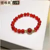 925 grânulos de pedra de ágata de prata entre contas de prata pulseira elástica frisada corda de mão feminina pulseira de mão simples nicho estilo hanfu