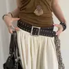 Cinto Largo Punk com Rebites para Mulheres, Saia com Design de Nicho Retrô, Cinto para Jeans, Acessórios, Cinto de Alta Qualidade